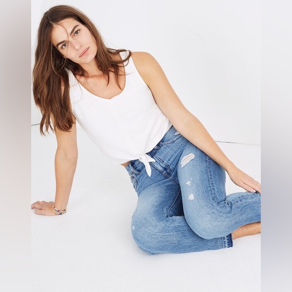 NWT Madewell Classic Straight Jeans Destructed Edition Tyler Wash Size 31 - Picture 2 of 13
